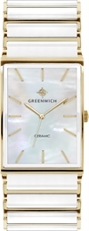 Женские белые керамические кварцевые английские часы - Greenwich GW 521.20.33