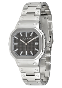Мужские крупные наручные часы - Guardo Premium 012697-2 на браслете