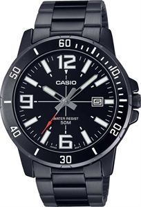 Японские наручные чёрные часы Casio Collection MTP-VD01B-1B